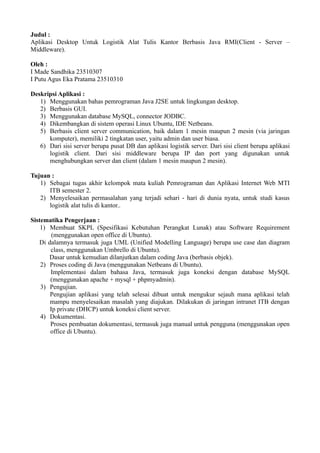 Deskripsi tugas besar java | PDF