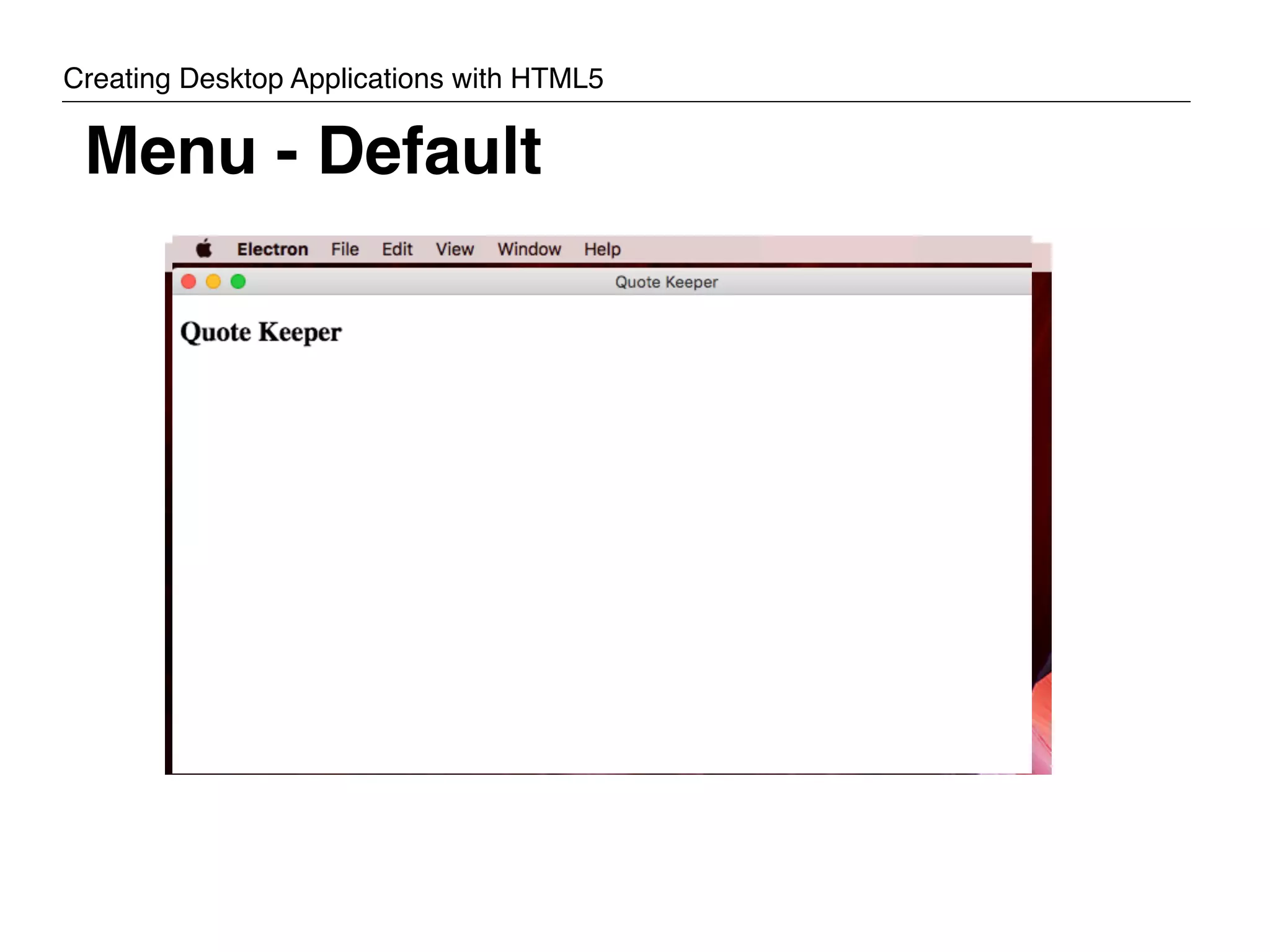 Menu - Default Creating Desktop Applications with HTML5 