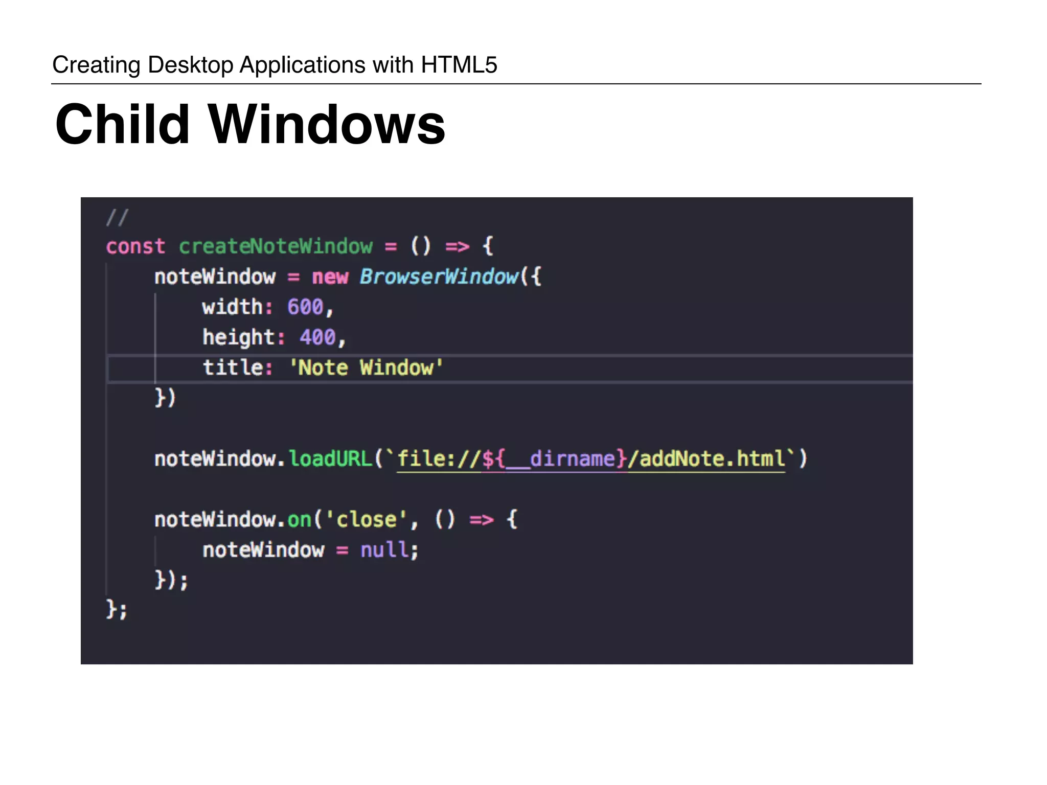 Child Windows Creating Desktop Applications with HTML5 