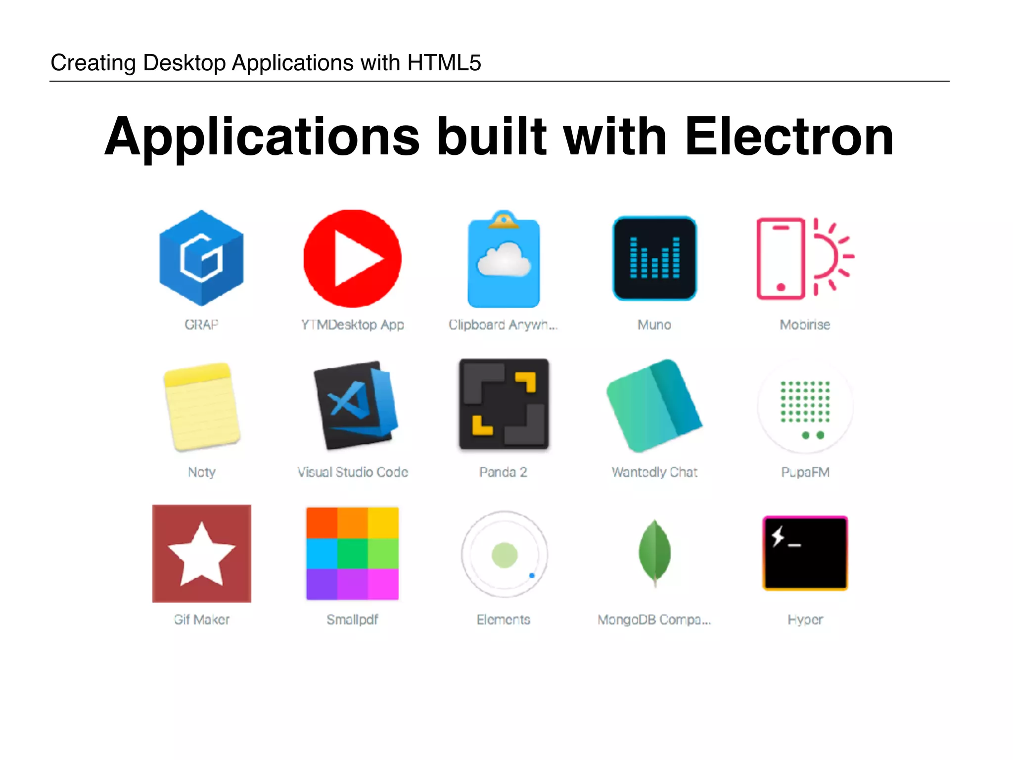 Applications built with Electron Creating Desktop Applications with HTML5 