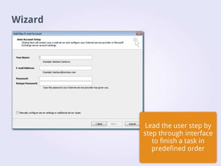 Desktop application interface design