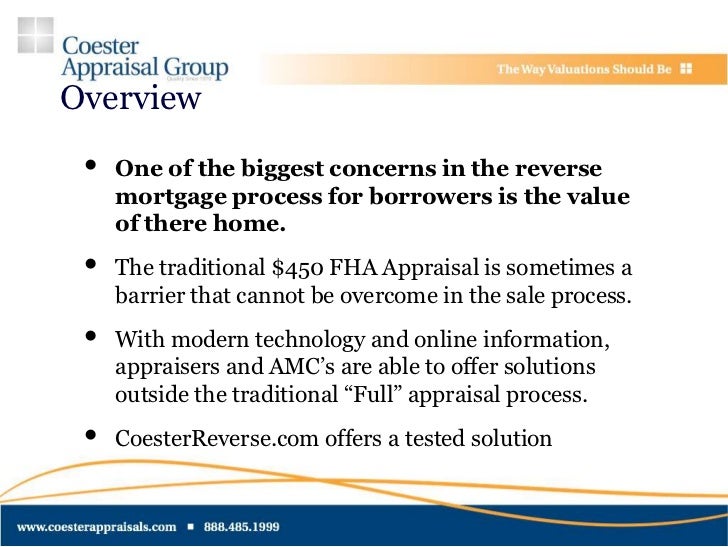 Reverse Mortgage Appraisals, Desktop Appraisal Process, Coester