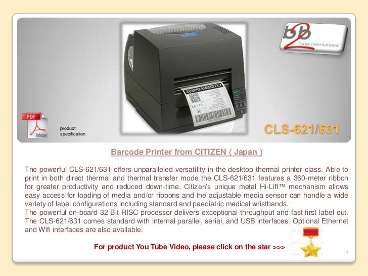 citizen 621 barcode printer