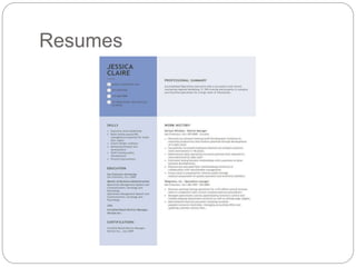 Resumes
 