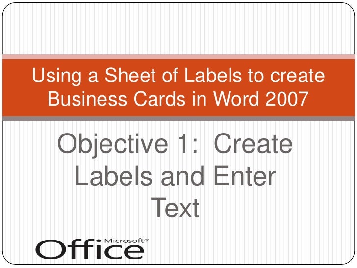 Creating Business Cards with Word 2007