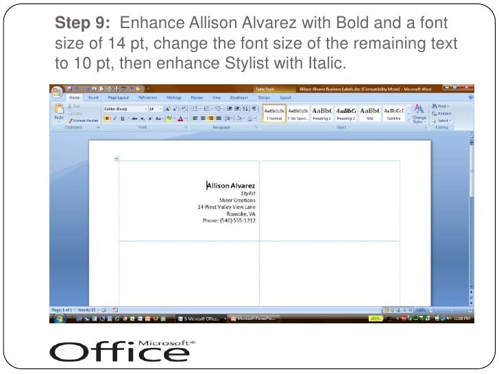 make business card in word