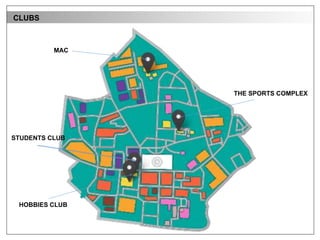 CLUBS
MAC
STUDENTS CLUB
THE SPORTS COMPLEX
HOBBIES CLUB
 