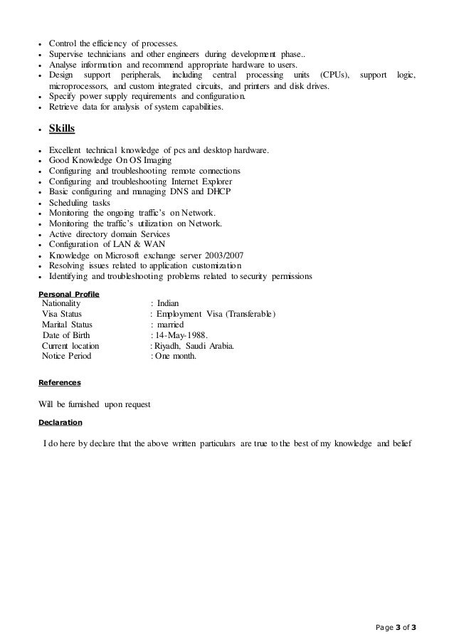desktop support engineer resume samples