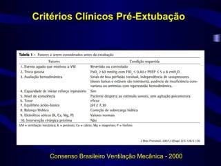 Critérios Clínicos Pré-Extubação
Consenso Brasileiro Ventilação Mecânica - 2000
 