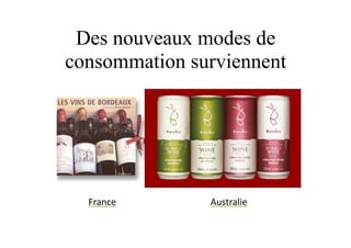 Des nouveaux modes de
consommation surviennent
AustralieFrance
 
