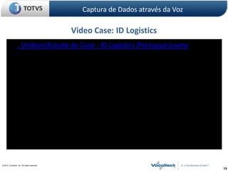 Captura de Dados através da Voz

                                               Video Case: ID Logistics
        • ..VideosEstudo de Caso - ID Logistics (Portugues).wmv




© 2010, Vocollect, Inc. All rights reserved.
                                                                                    15
 