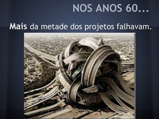 NOS ANOS 60...
Mais da metade dos projetos falhavam.
 