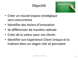 19CEEI Héraclès - 2012
Objectifs
• Créer un nouvel espace stratégique
sans concurrence
• Identifier des leviers d’innovati...