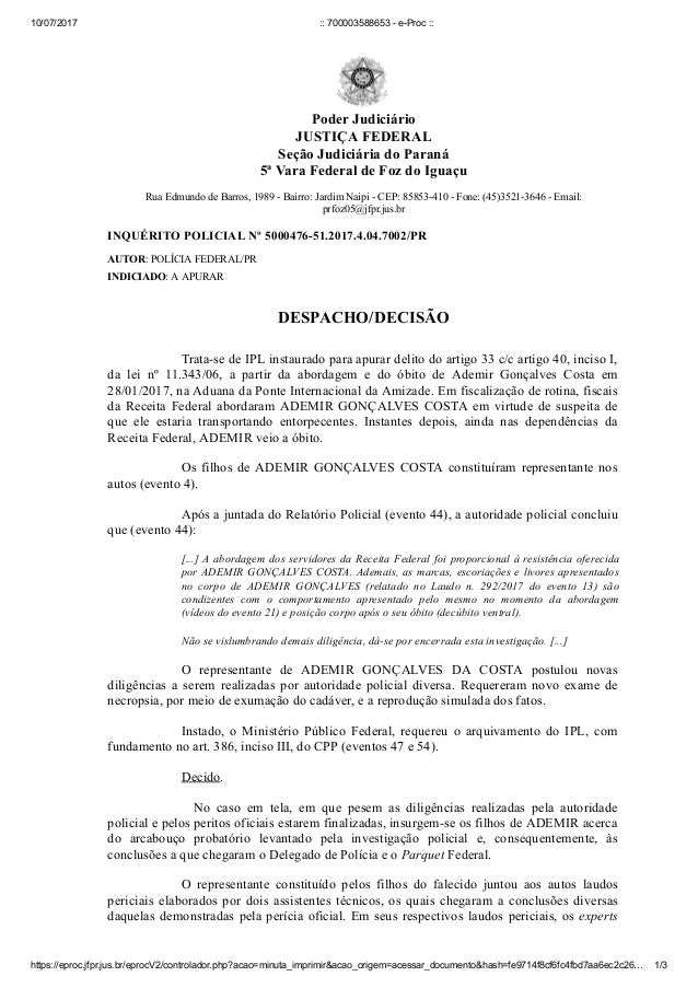 Decisão judicial reabrindo as investigações e autorizando exumação Decisão judicial reabrindo as investigações e autorizando exumação