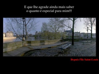 E que lhe agrade ainda mais saber
 o quanto é especial para mim!!!




                              Depuis l'île Saint-Louis
 