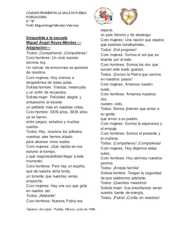 Despedida a la escuela