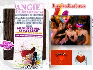 Las InvitacionesANGIEACOMPAÑANOS EL 23 DE OCTUBRE EN LA CASA DE ISAURA RODRIGUEZ A LAS 6pm DE LA TARDE PARA DESPEDIR NUESTRA QUEREDISIMA AMIGA!ANGIE MARIA MARTINEZ SALAZAR