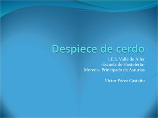 I.E.S. Valle de Aller -Escuela de Hostelería- Moreda- Principado de Asturias Víctor Pérez Castaño 
