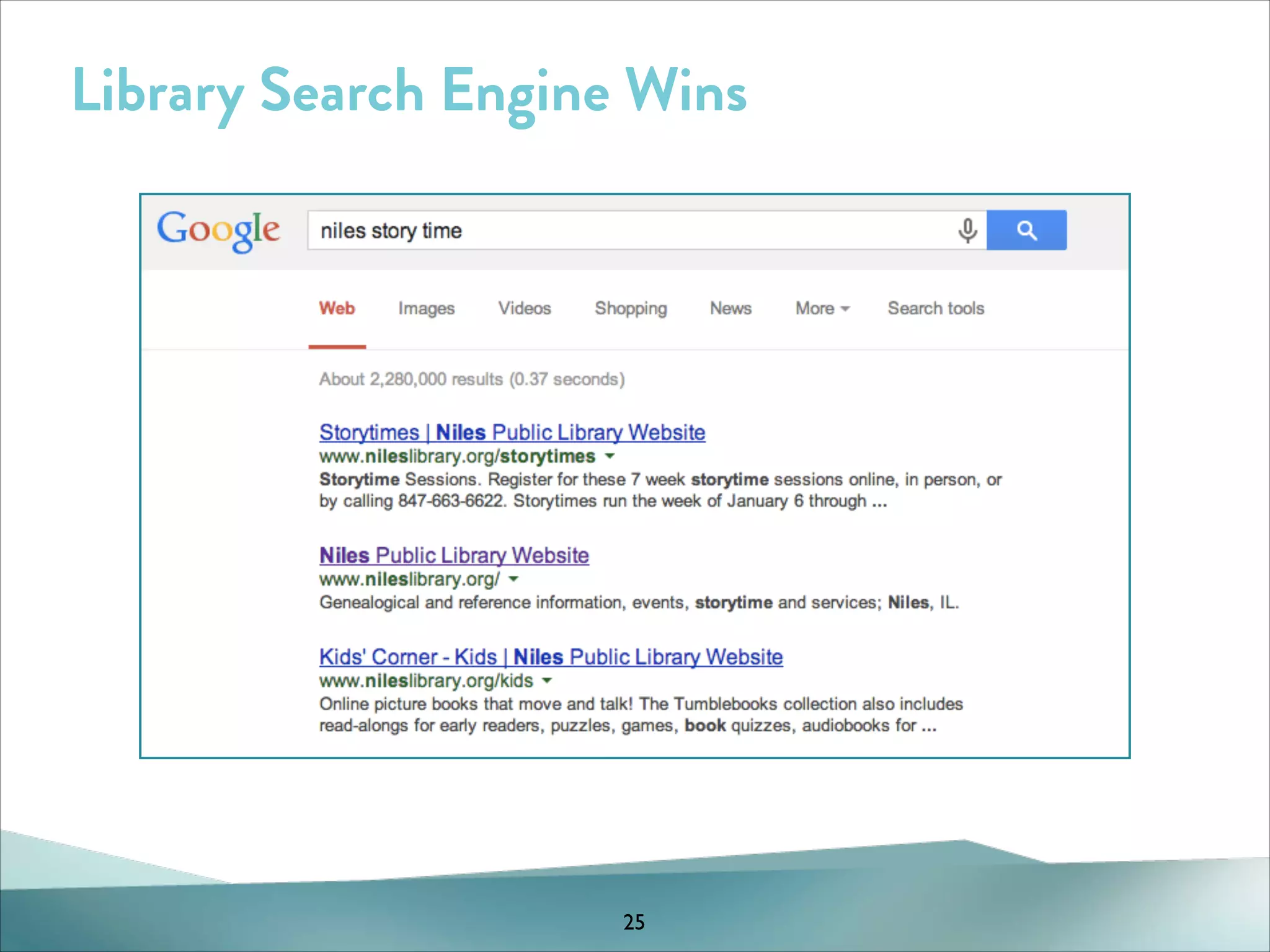 Library Search Engine Wins

25

 