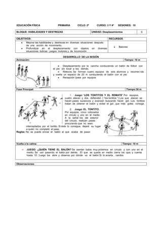 Desplazamientos Unidad Didactica De Segundo Ciclo DOCX