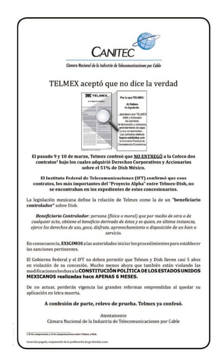 Desplegado Canitec vs Dish/Telmex