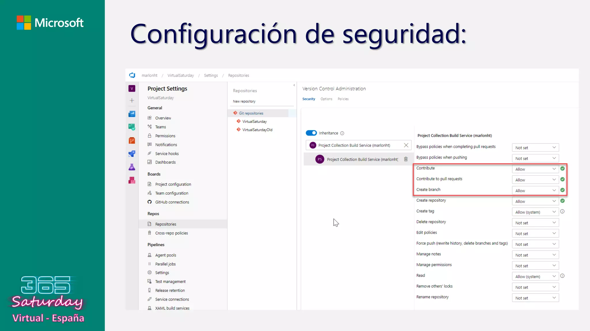 Configuración de seguridad:
 