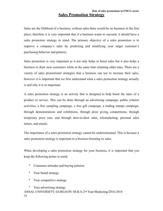 “ROLE OF SALES PROMOTION ON FMCG” | PDF