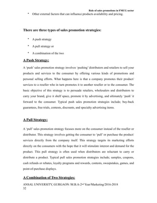 “ROLE OF SALES PROMOTION ON FMCG” | PDF