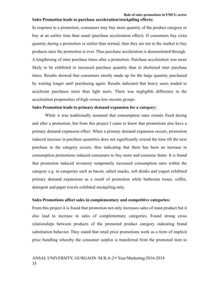 “ROLE OF SALES PROMOTION ON FMCG” | PDF