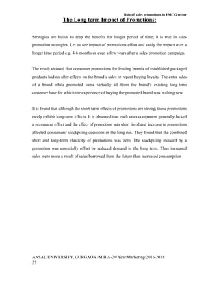 “ROLE OF SALES PROMOTION ON FMCG” | PDF