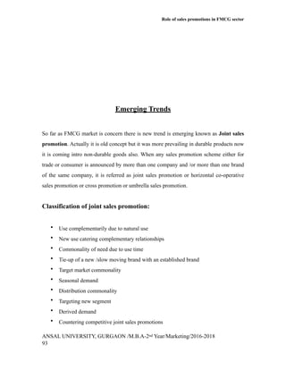 “ROLE OF SALES PROMOTION ON FMCG” | PDF