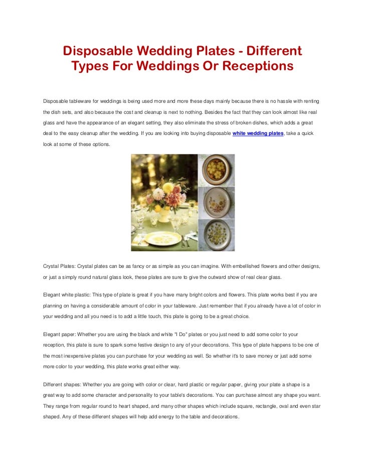 Disposable Wedding Plates Different Types For Weddings Or