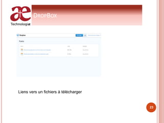 DROPBOX
Liens vers un fichiers à télécharger
23
 