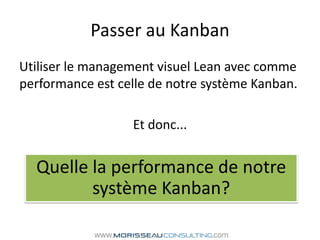 Passer au KanbanUtiliser le management visuel Lean avec comme performance est celle de notre système Kanban.Et donc...Quelle la performance de notre système Kanban?