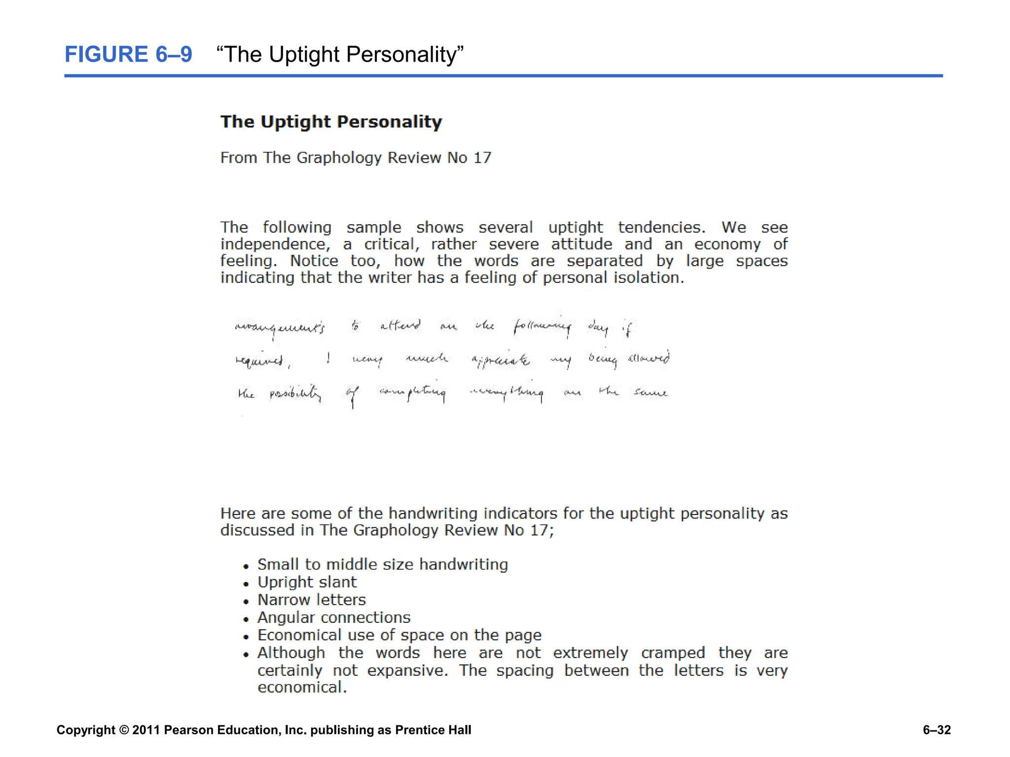 Copyright © 2011 Pearson Education, Inc. publishing as Prentice Hall 6–32
FIGURE 6–9 “The Uptight Personality”
 