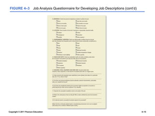 Copyright © 2011 Pearson Education 4–15
FIGURE 4–3 Job Analysis Questionnaire for Developing Job Descriptions (cont’d)
 
