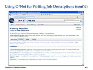 Copyright © 2011 Pearson Education 4–37
Using O*Net for Writing Job Descriptions (cont’d)
 