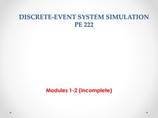 introduction to discrete event simulation with python... Comprehensive Discrete-Event System Simulation: Concepts, Applications ...
