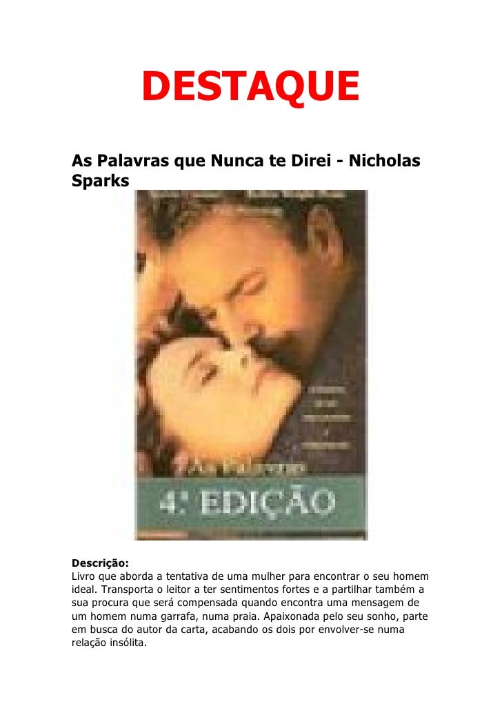 As Palavras Que Nunca Te Direi Nicholas Sparks