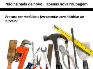Não há nada de novo... apenas nova roupagem


Procure por modelos e ferramentas com histórias de
sucesso!




                                                     31
 