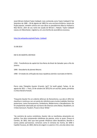 Destaques Enciclopédicos 24 08-2014 a 31-08-2014