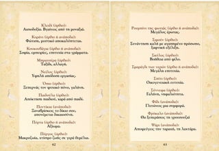 ∫ÏÂÈ‰› (ﬁÚıÈÔ):
  ∞ÈÛÈÔ‰ÔÍ›·. µÁ·›ÓÂÈ˜ ·ﬁ ÙË ÌÔÓ·ÍÈ¿.     ƒÔ˘Ì›ÓÈ ÙË˜ ÊˆÙÈ¿˜ (ﬁÚıÈÔ ‹ ·Ó¿Ô‰·):
                                                      ªÂÁ¿ÏÔ˜ ¤ÚˆÙ·˜.
      ∫ÔÚ¿ÓÈ (ﬁÚıÈÔ ‹ ·Ó¿Ô‰·):
    ºÒÙÈÛË, Ì˘ÛÙÈÎﬁ ·ÔÎ·Ï‡ÙÂÙ·È.                     ™ÈÌÔ‡Ó (ﬁÚıÈÔ):
                                           ™˘Ó¿ÓÙËÛË Î·Ï‹ ÌÂ ·Á·ËÌ¤ÓÔ ÚﬁÛˆÔ,
   ∫Ô˘ÎÔ˘‚¿ÁÈ· (ﬁÚıÈÔ ‹ ·Ó¿Ô‰·):                     Í·ÊÓÈÎ‹ ÂÍ¤ÏÈÍË.
™ÔÊ›·, ÂÌÂÈÚ›Â˜, ÂÈÙ˘¯›· ÛÙ· ÁÚ¿ÌÌ·Ù·.
                                                      ™Î‡ÏÔ˜ (ﬁÚıÈÔ):
          ªÚ·ÙÛ¤Ú· (ﬁÚıÈÔ):                         µÔ‹ıÂÈ· ·ﬁ Ê›ÏÔ.
           ∆·Í›‰È, ·ÏÏ·Á‹.
                                           ™Ì·Ú¿Á‰È ÙˆÓ ÓÂÚÒÓ (ﬁÚıÈÔ ‹ ·Ó¿Ô‰·):
           ¡Â›ÏÔ˜ (ﬁÚıÈÔ):                           ªÂÁ¿ÏË ÂÈÙ˘¯›·.
       À„ËÏ‹ ·ﬁ‰ÔÛË ÂÚÁ·Û›·˜.
                                                      ™›ÙÈ (ﬁÚıÈÔ):
            ŸÈÔ (ﬁÚıÈÔ):                          √ÈÎÔÁÂÓÂÈ·Î‹ Â˘Ù˘¯›·.
  •ÂÂÚÓ¿˜ ÙÔÓ „˘¯ÈÎﬁ ﬁÓÔ, Á·Ï‹ÓË.
                                                     ™‡ÓÓÂÊ· (ﬁÚıÈÔ):
         ¶·È‰Ô‡Ï· (ﬁÚıÈÔ):                         °·Ï‹ÓË, ÓËÊ·ÏÈﬁÙËÙ·.
   ∞ﬁÎÙËÛË ·È‰ÈÔ‡, ¯·Ú¿ ·ﬁ ·È‰›.
                                                     º›‰È (·Ó¿Ô‰·):
         ¶ÔÓÙ›ÎÈ· (·Ó¿Ô‰·):                      °ÏÈÙÒÓÂÈ˜ ÌÈ· Û˘ÌÊÔÚ¿.
       •·Ó·‚Ú›ÛÎÂÈ˜ ÙÔ ‰›ÎÈÔ ÛÔ˘,
        ·ÔÓ¤ÌÂÙ·È ‰ÈÎ·ÈÔÛ‡ÓË.                      ºÚﬁÎ·ÏÔ (·Ó¿Ô‰·):
                                                £· ÍÂÂÚ¿ÛÂÈ˜ ÙË ÁÚÔ˘ÛÔ˘˙È¿
       ¶ﬁÚÙ· (ﬁÚıÈÔ ‹ ·Ó¿Ô‰·):
               ∞Í›ˆÌ·.                              æ¿ÚÈ (·Ó¿Ô‰·):
                                            ∞ÔÊÂ‡ÁÂÈ˜ ÙËÓ Ù·Ú·¯‹, ÙË Ï·¯Ù¿Ú·.
           ¶‡ÚÁÔ˜ (ﬁÚıÈÔ):
ª·ÎÚÔ˙ˆ›·, ¯Ù›ÛÈÌÔ ˙ˆ‹˜ ÛÂ ÁÂÚ¿ ıÂÌ¤ÏÈ·.
                   62                                       63
 