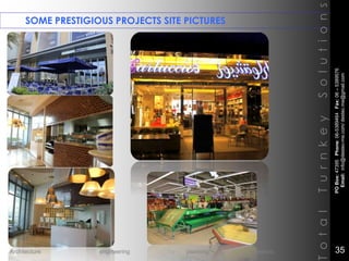 SOME PRESTIGIOUS PROJECTS SITE PICTURES
TotalTurnkeySolutions
POBox:47395Phone:06-5389464Fax:06–5389576
Email:info@destec-me.com/destec.me@gmail.com
35Architecture engineering planning interiors
 