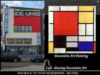 14




                     Decorative Art Painting


                Café showing Decorative Art
BAUHAUS TO POST MODERNIS...