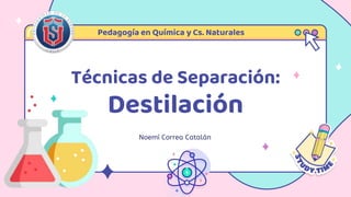 Técnicas de Separación:
Destilación
Pedagogía en Química y Cs. Naturales
 