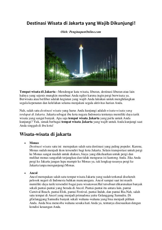 Destinasi Wisata Di Jakarta Yang Wajib Dikunjungi Destinasi Wisata Di Jakarta Yang Wajib Dikunjungi