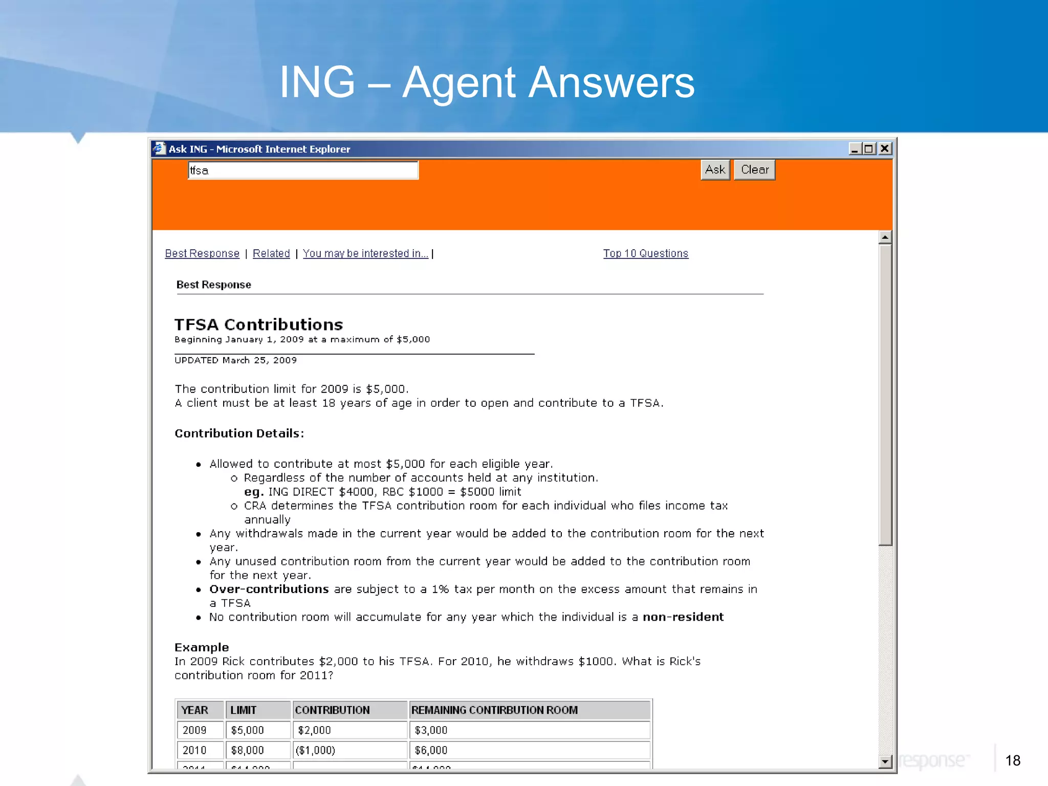ING – Agent Answers 