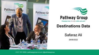 Destinations Data
Safaraz Ali
28/06/2022
0121 707 0550 | pathwaygroup.co.uk | @pathwaygroup
 