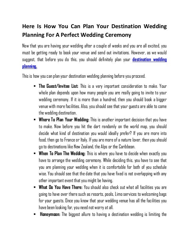 Destination Wedding Planning