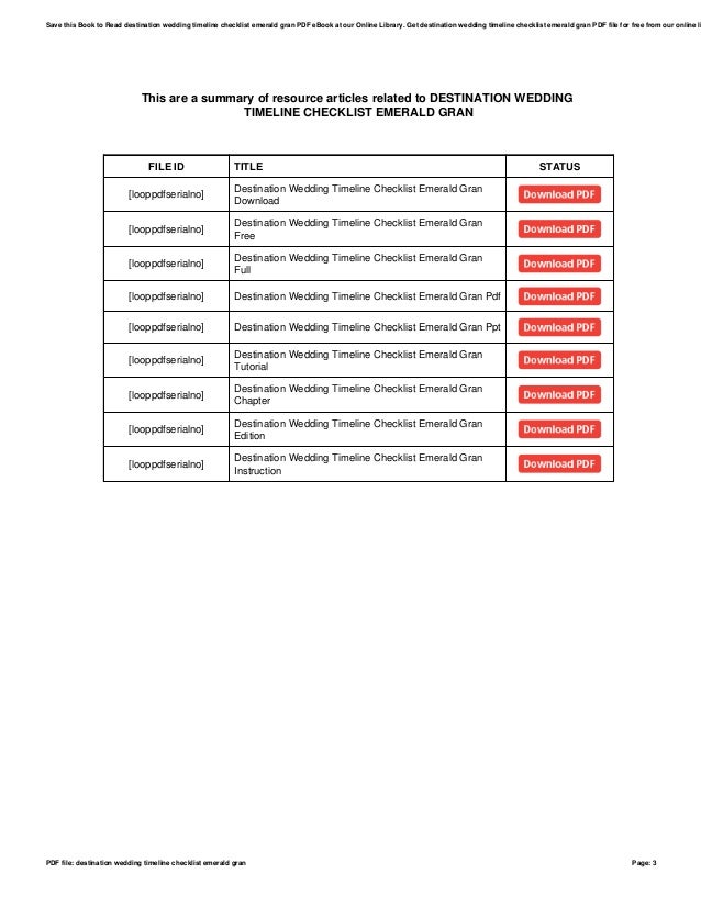 Destination Wedding Timeline Checklist Emerald Gran